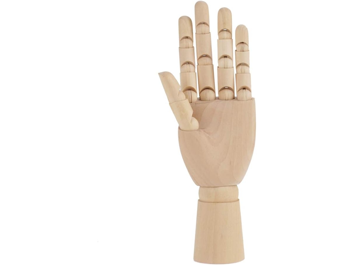 Mano de madera articulada para artistas, escultura de mano, maniquí femenino, 25 cm, lado izquierdo