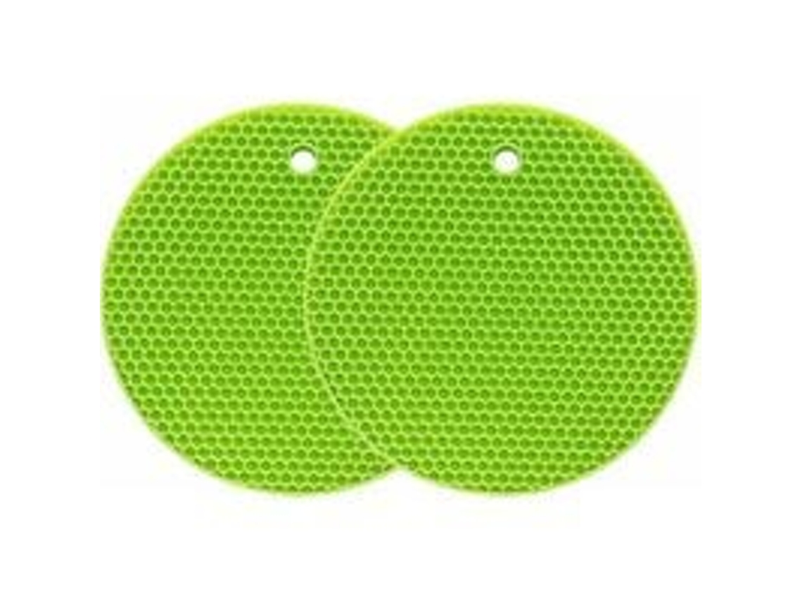 Juego de 2 manteles individuales circulares de silicona, color verde, 17,5 cm de diámetro cada uno JEIIBRZUI