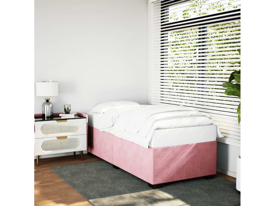 Estructura De Cama Sin Colchón Terciopelo Rosa 90x190 Cm