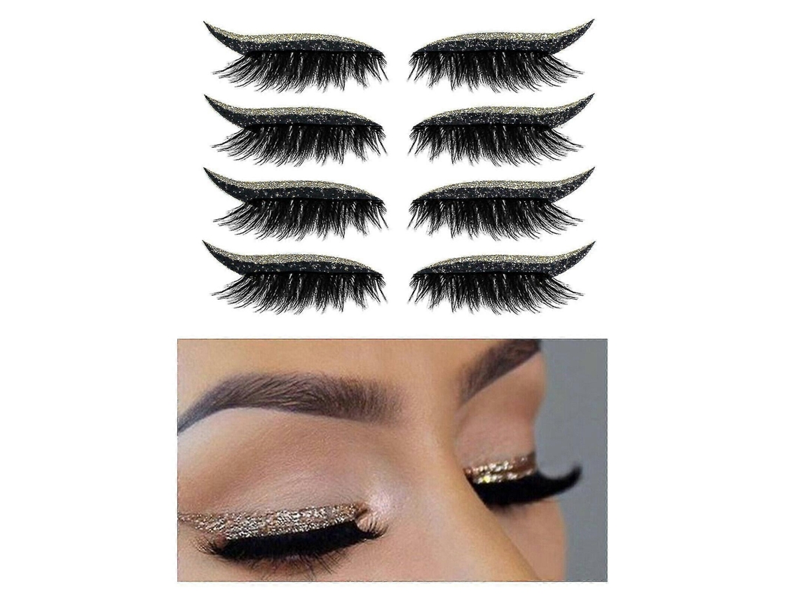 4 pares de adhesivos reutilizables para pestañas, delineador con purpurina, cinta invisible y herramienta de maquillaje autoadhesiva de Rosewell