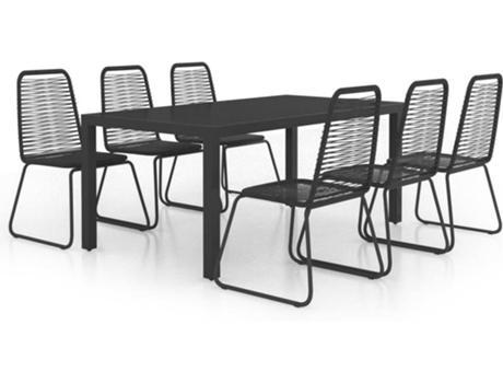 Conjunto 7 de comedor de jardín de VIDAXL PVC ratán negro