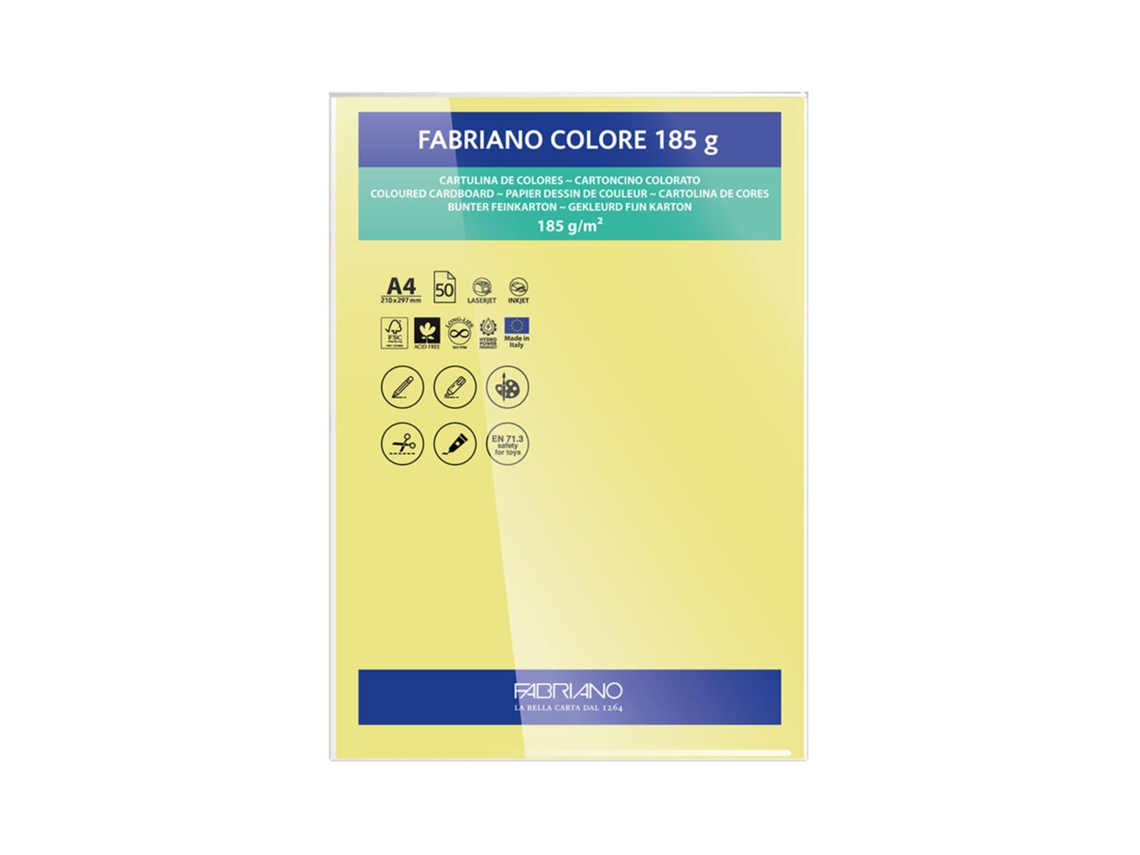 FABRIANO Cartulina A4 185 g/m² Amarillo Banana 50 Hojas
