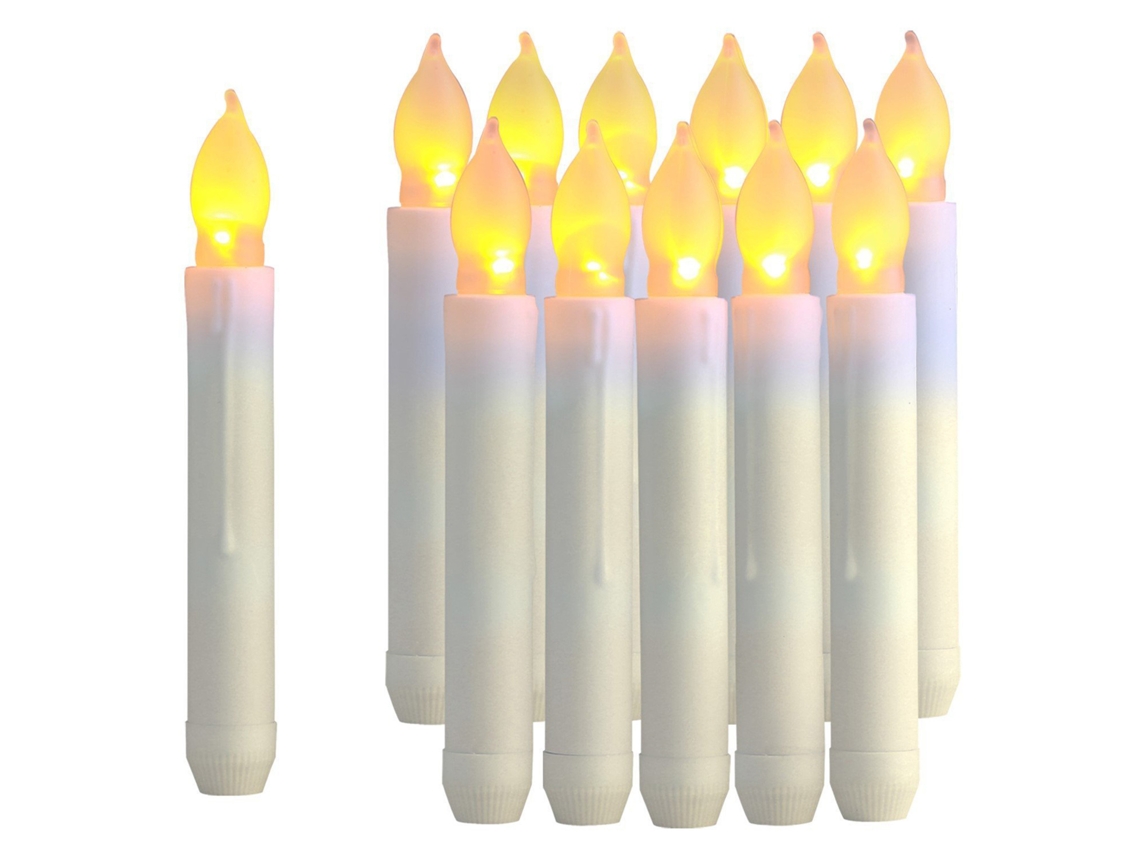 2026-12 Velas Electrónicas Led De Palo Largo Sin Llama Para Decoración De Navidad, Velas Simuladas Decorativas