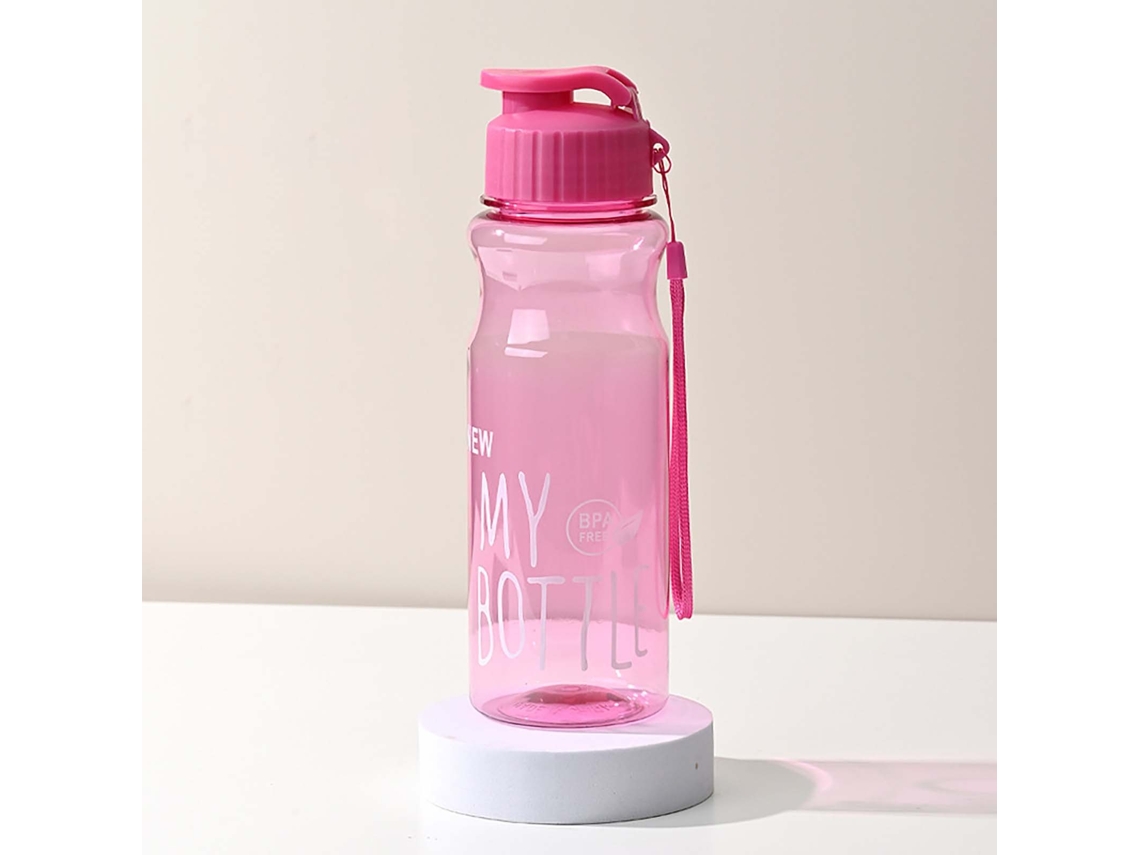 Botella deportiva creativa de gran capacidad, reutilizable y resistente a la corrosión. Mdug (rosa)
