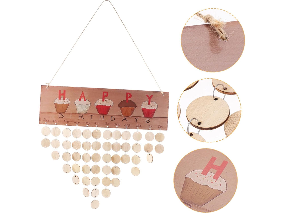 Calendario De Madera Colgante Con Letras Impresas, Decoración De Pared Para Cumpleaños Y Bodas, Letrero