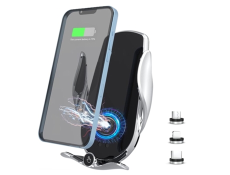 Cargador Coche Inalámbrico Teléfono Carga Rápida YIZHOOD Plateado