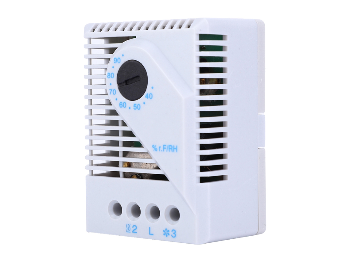 Controlador mecánico de humedad con ventilador y calefacción.