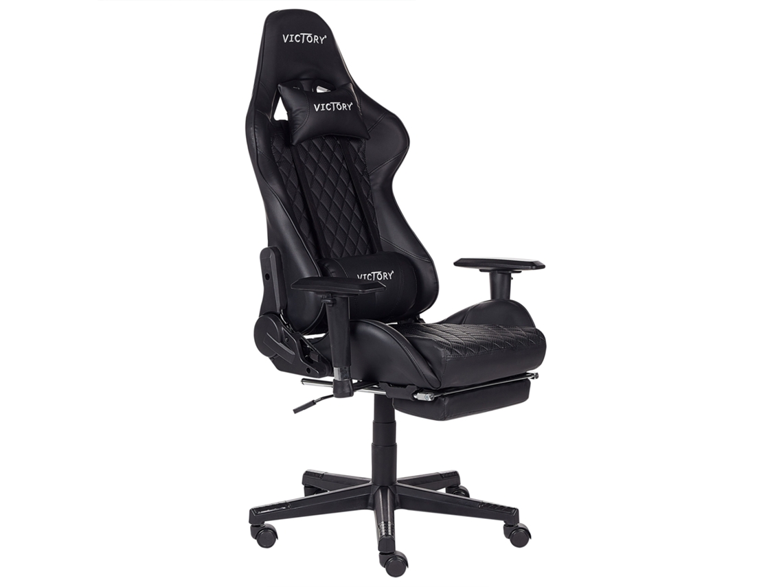 Silla de juego BELIANI Victory de Piel sintética Negro 55x60x132