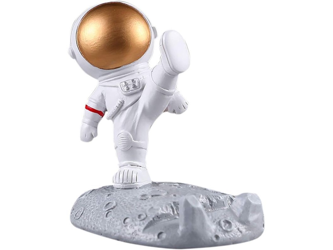 Soporte Creativo Para Teléfono Móvil Con Diseño De Astronauta: Un Astronauta Adorable Y Divertido Con La Pose De Patada Dorada.