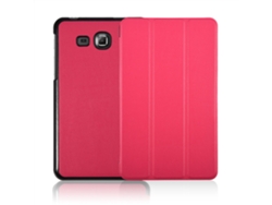 Funda protectora de piel sintética para tableta Samsung T280 T285 en rosa, rojo y dorado claro.