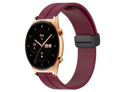 Correa de reloj inteligente para Honor Watch GS 3 22 mm Correa de reloj de silicona con cierre magnético de color sólido (rojo vino)