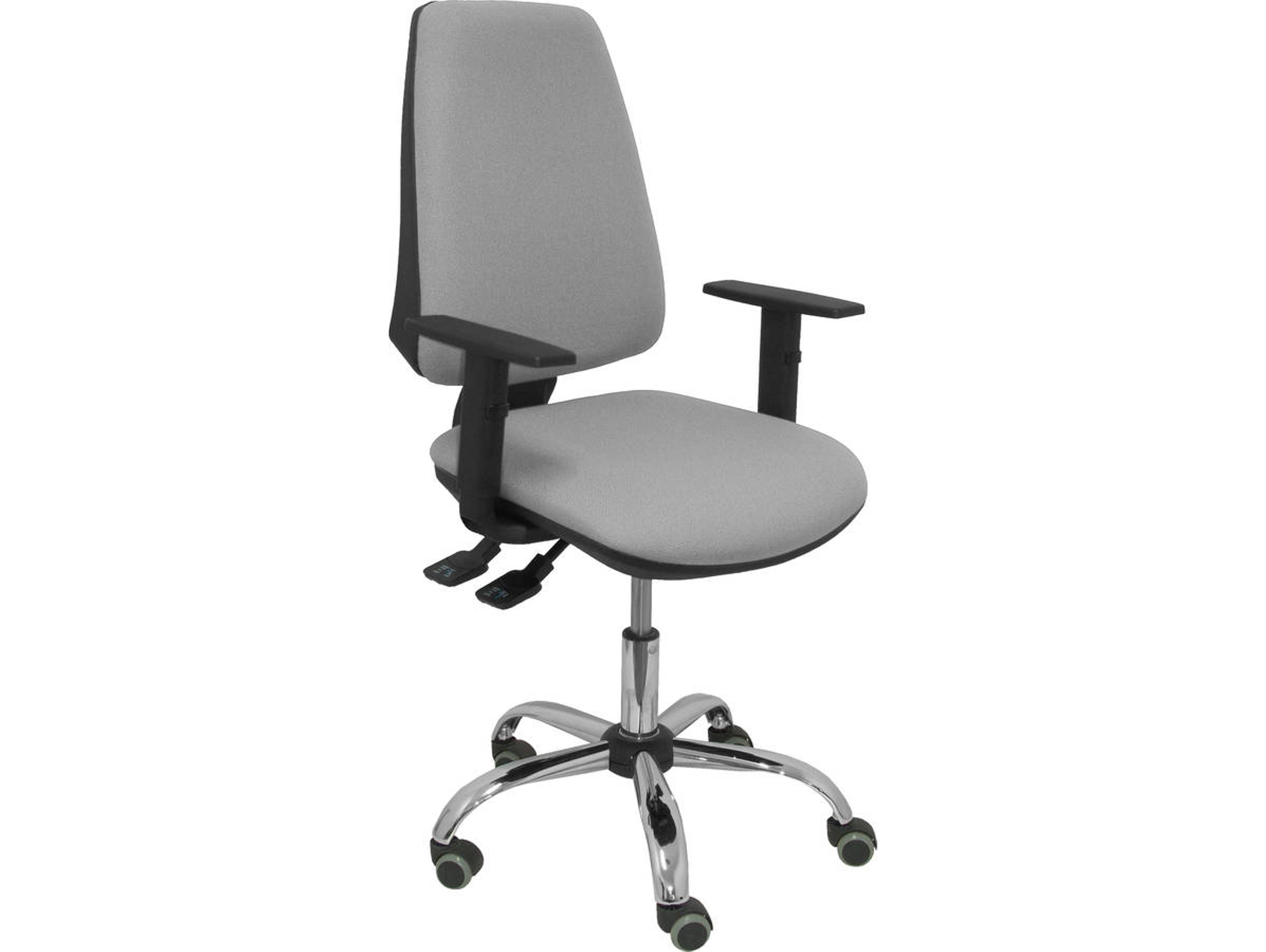 Silla de Escritorio Operativa PYC Elche S24 Gris con ruedas antiarañazos (Brazos Ajustables - Tejido)