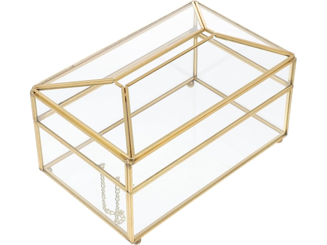 Organizador De Guardanapos Transparente Com Detalhes Dourados, Estrutura Estável E Fácil De Abrir, Para Decoração De