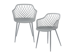 Conjunto de 2 cadeiras de jantar Kangasniemi com braços de plástico e metal 80 x 56 x 52 cm - Cinza Claro [EN.CASA]