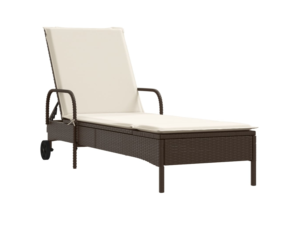Sillón con ruedas y cojín, mimbre, patas marrones, MAISON EXCLUSIVE (sin dimensiones)