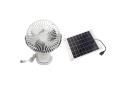 Ventilador Solar De 10 W Dc5v Con Panel Monocristalino, Diseño Con Clip Giratorio De 360° Para El Hogar Y Refugios De Mascotas.
