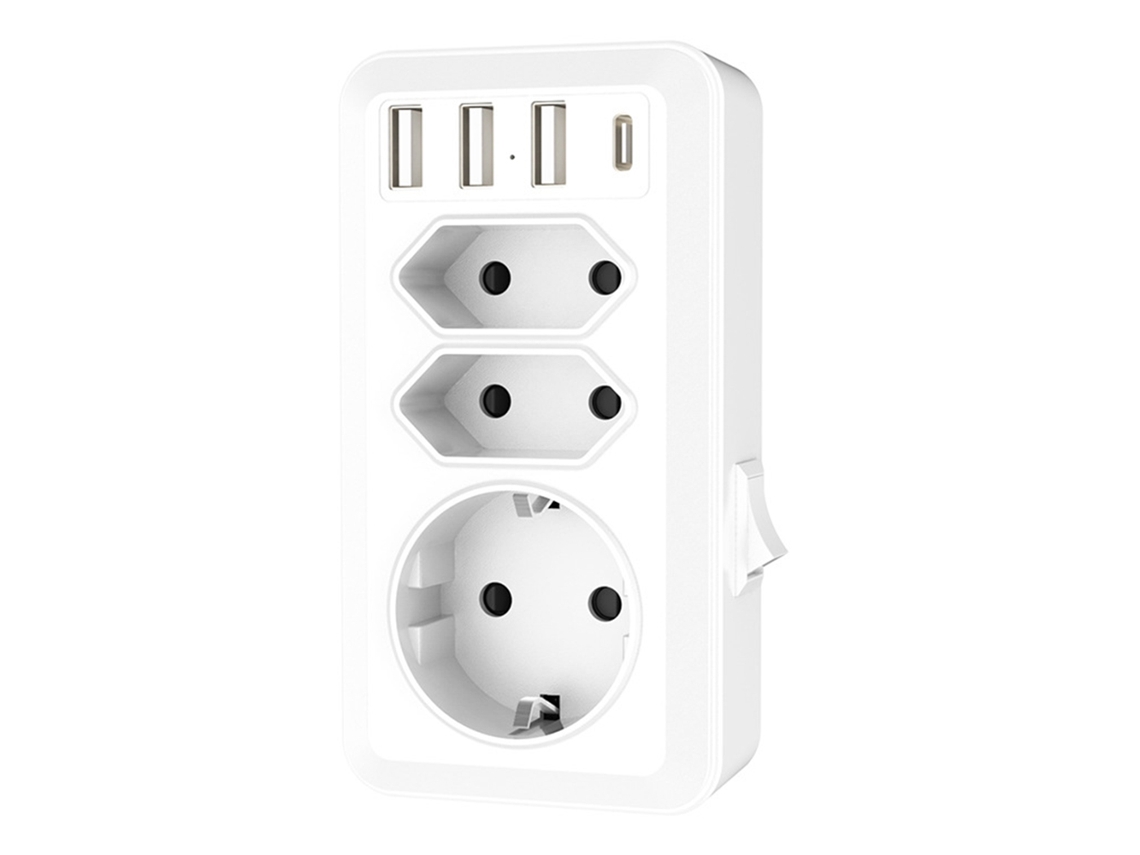 HYMNORA Adaptador de enchufe de viaje tipo J, compatibilidad con amplio voltaje y carga rápida para sus dispositivos electrónicos de todo el mundo.