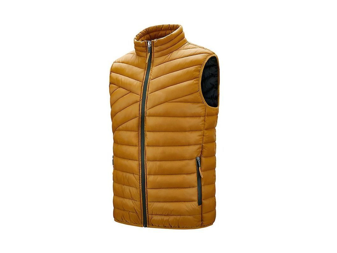 Chaleco de plumas sin mangas para hombre, ligero, cálido y acolchado, para invierno, talla 3XL, color amarillo.