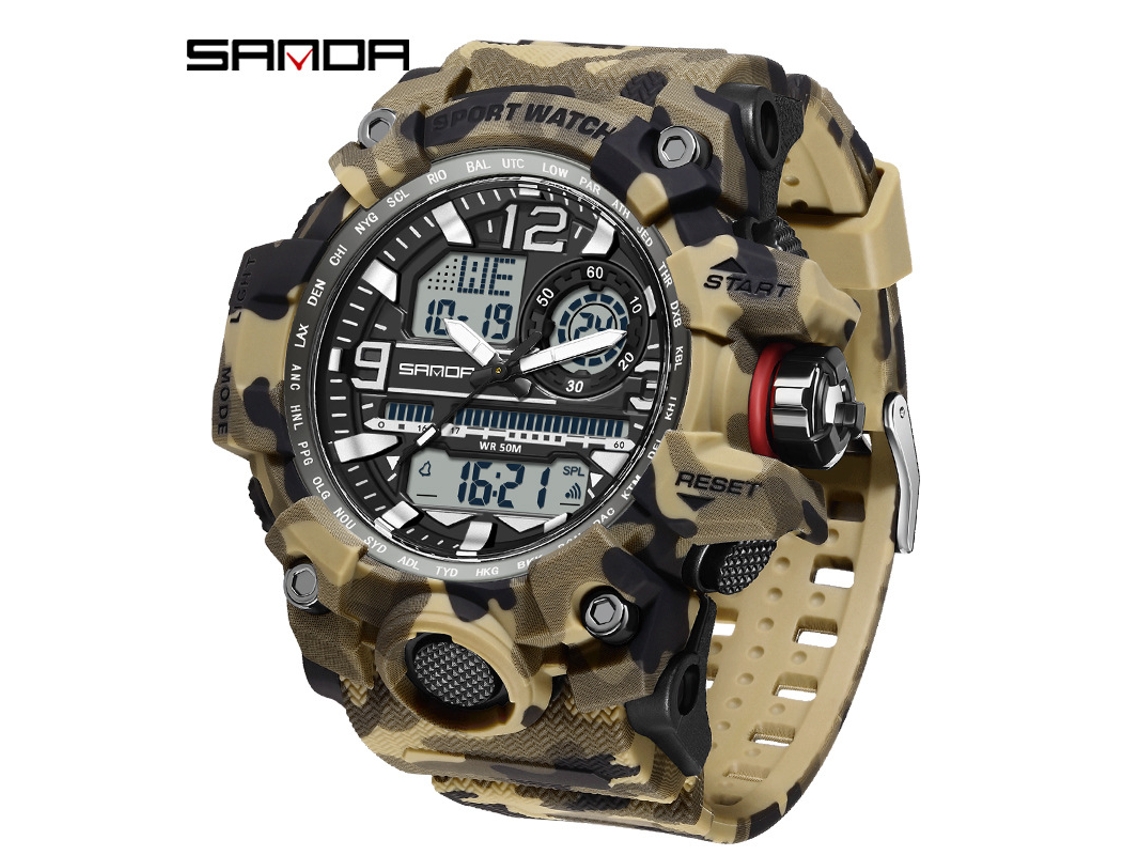 Reloj Electrónico De Moda (camuflaje Amarillo Y Blanco) Con Acabado Luminoso, Resistente Al Agua, A Prueba De Golpes Y Con Alarma.