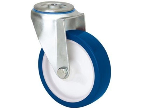 Rueda giratora agujero m12 20zvl100-poa poliamix blanco-poliur.azul eje liso ALEX