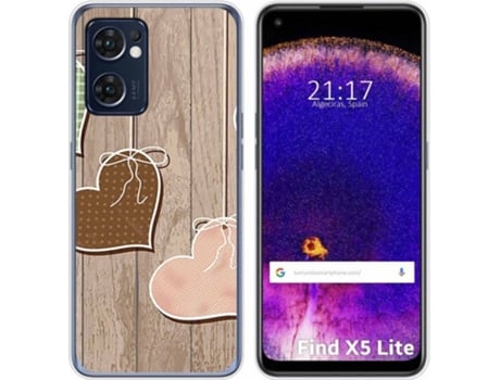 Carcasa Oppo Find X5 Lite 5G TUMUNDOSMARTPHONE Dibujos Corazones Madera Multicolor