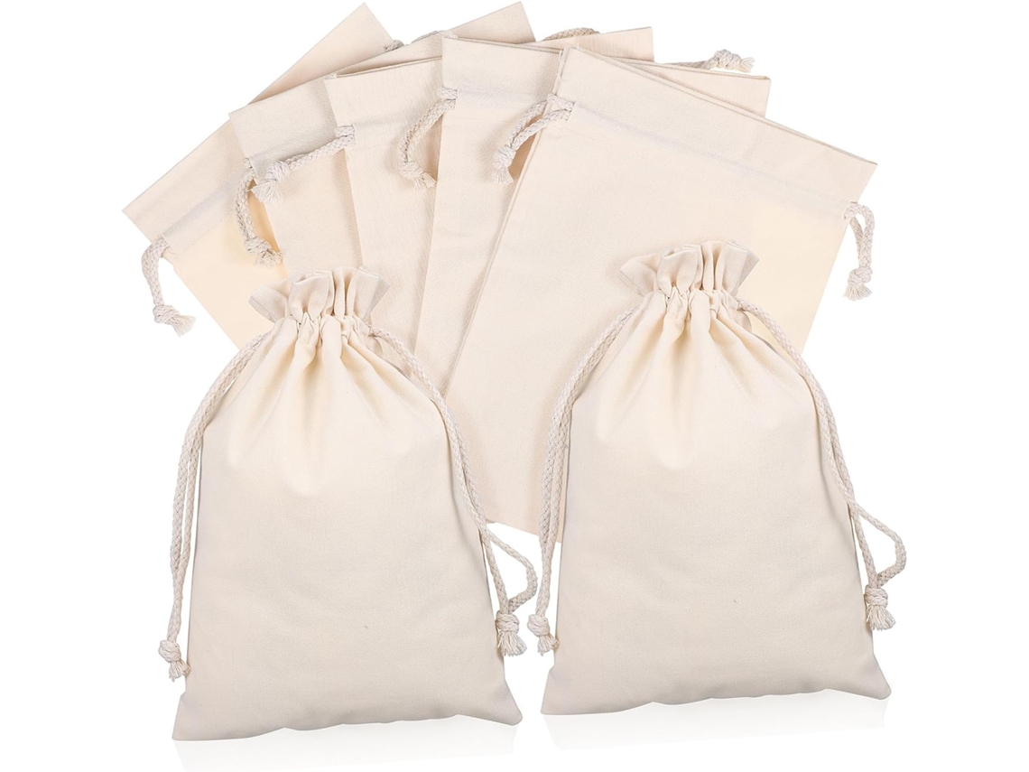 Juego De 10 Bolsitas De Tela De Algodón Con Cordón Para Joyas, Cosméticos Y Objetos Pequeños - Bolsas De Regalo