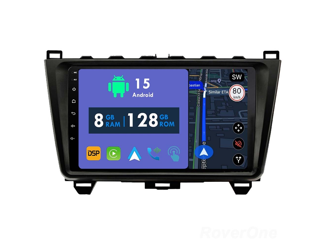 Coche Radio Android Auto Autoradio 8GB RAM 128G ROM CarPlay Navegación GPS Pantalla Táctil RoverOne para Mazda 6 II GH 2007 - 2012 
