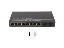 Conmutador Ethernet De Fibra Con 2 Puertos Ópticos Y 8 Puertos Eléctricos, Sfp Plug And Play, 120 Km, Enchufe Estadounidense.