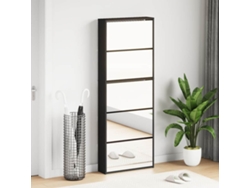 Mueble Zapatero | Armario Zapatero Con Espejo 5 Niveles Negro 63x17x169,5 Cm