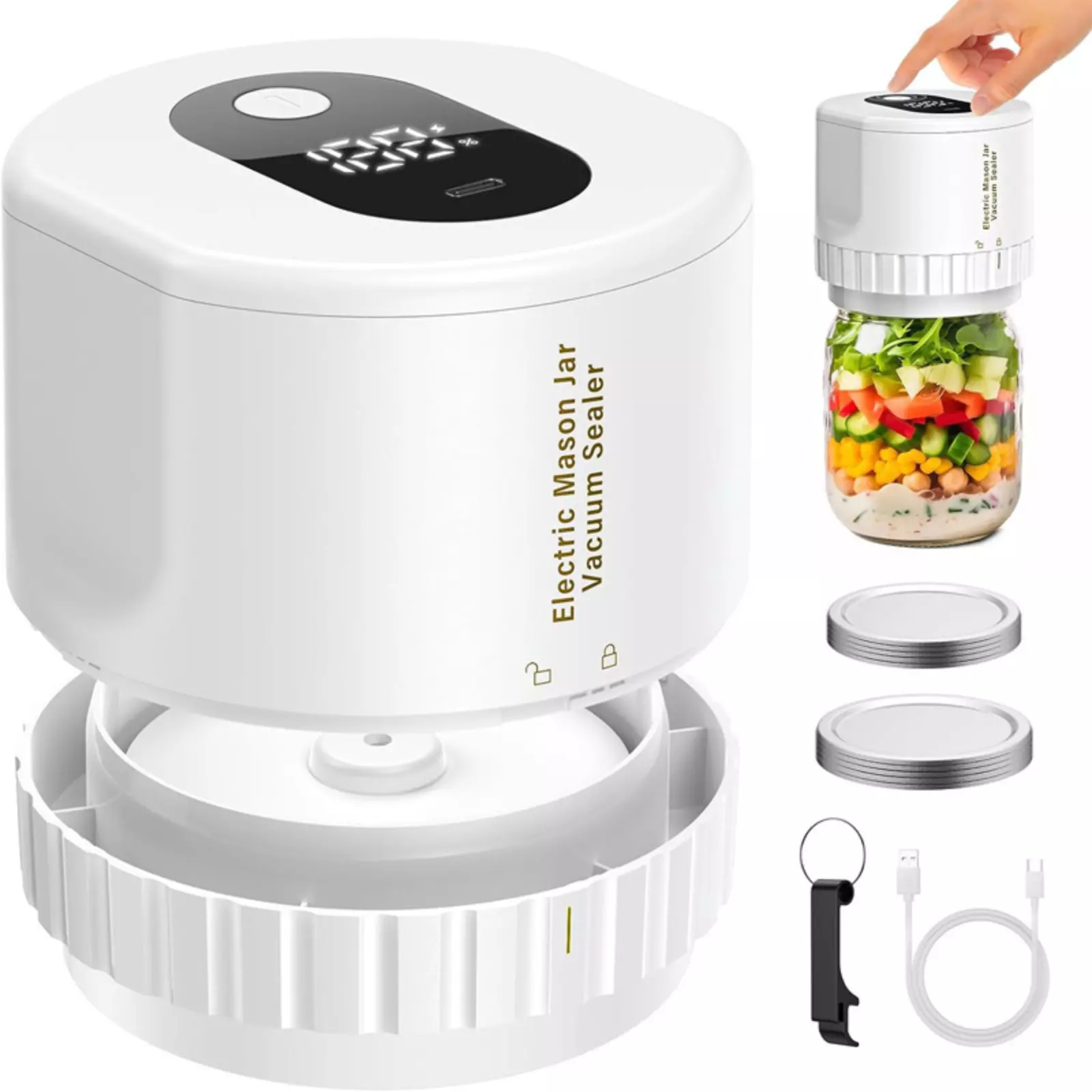 Selladora Al Vacío Eléctrica, Selladora Al Vacío, Compatible Con Boca Larga Y Regular, Gusshious Blanco