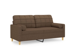 Maison Exclusive - Sofá De 2 Plazas Con Cojines Tela Marrón 140 Cm