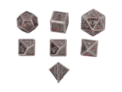 7 Dados Poliédricos De Metal Con Números Grabados Para Juegos De Mesa, Puntos Rojos Galvanizados.