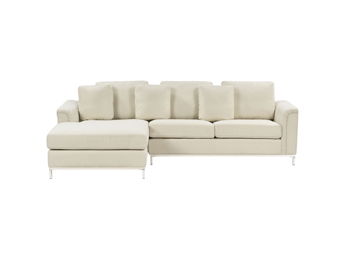 Sofá de esquina derecha BELIANI Oslo de Poliéster Beige 270x151x64