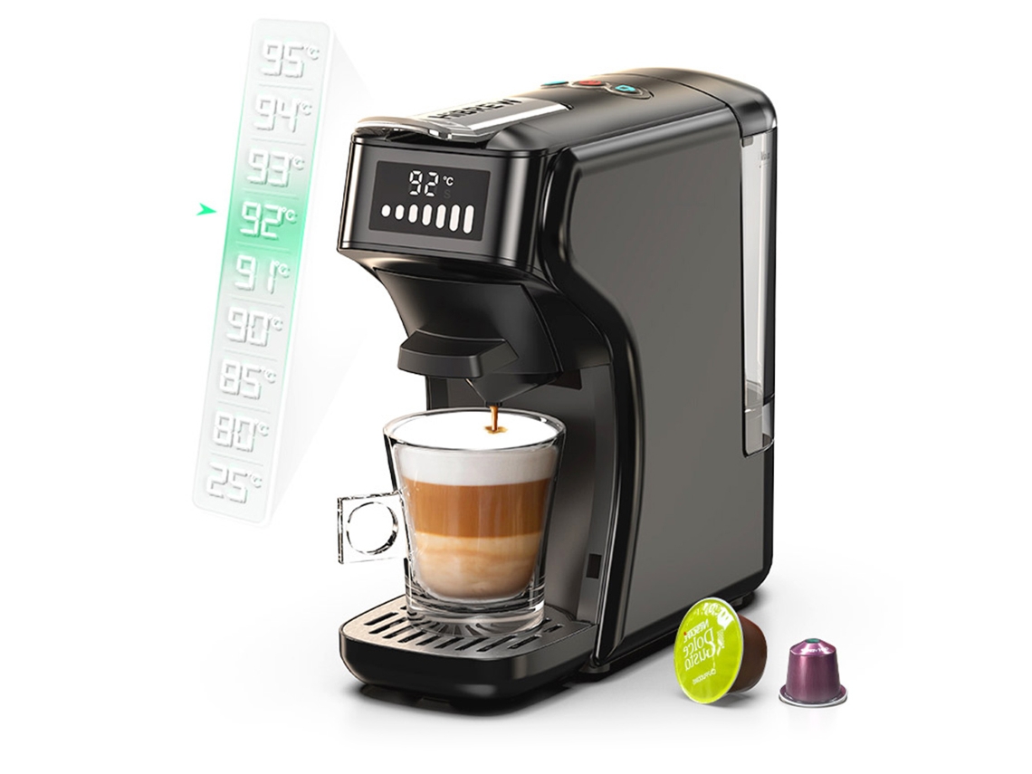 Cafetera de cápsulas HIBREW H1B 6en1 600ml Tanque de agua 19bar Modo frío/caliente Negro