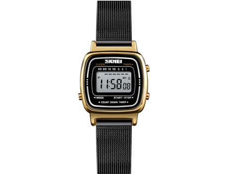 VEANXIN Reloj deportivo impermeable de acero inoxidable con esfera pequeña y banda de malla digital para mujer-Oro