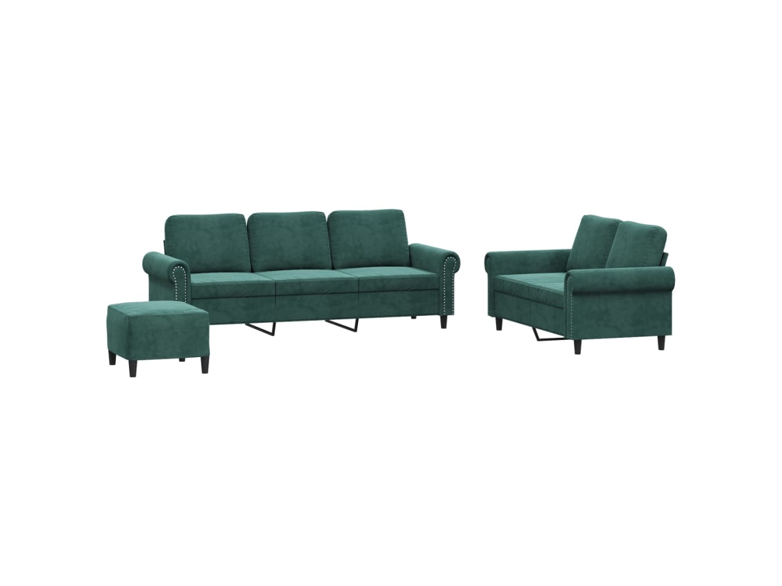 Maison Exclusive - Juego De Sofás Con Cojines 3 Piezas Terciopelo Verde Oscuro