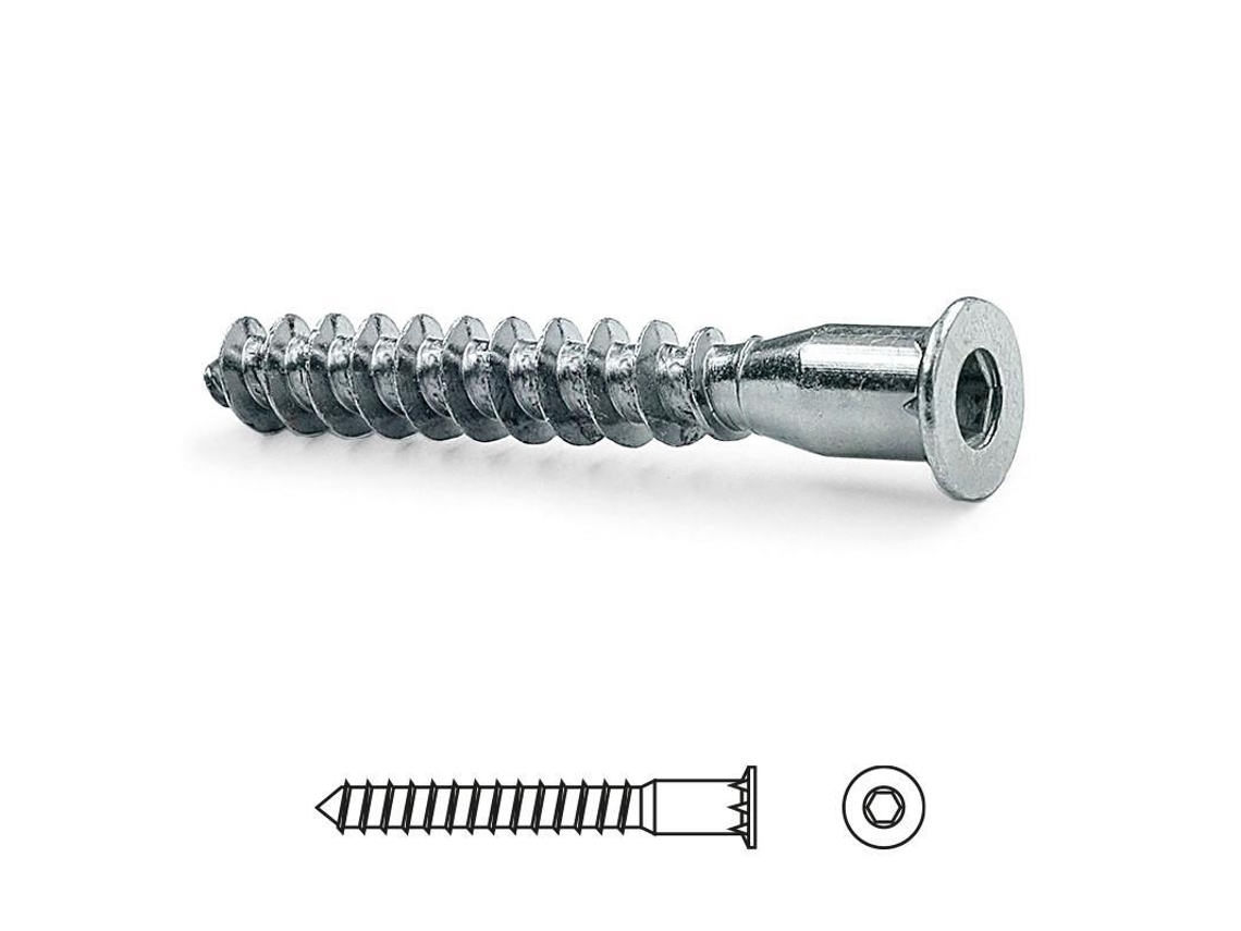 Tornillo Autorroscante Rosca Madera Allen Zincado 7-70 Cabeza Con Punta