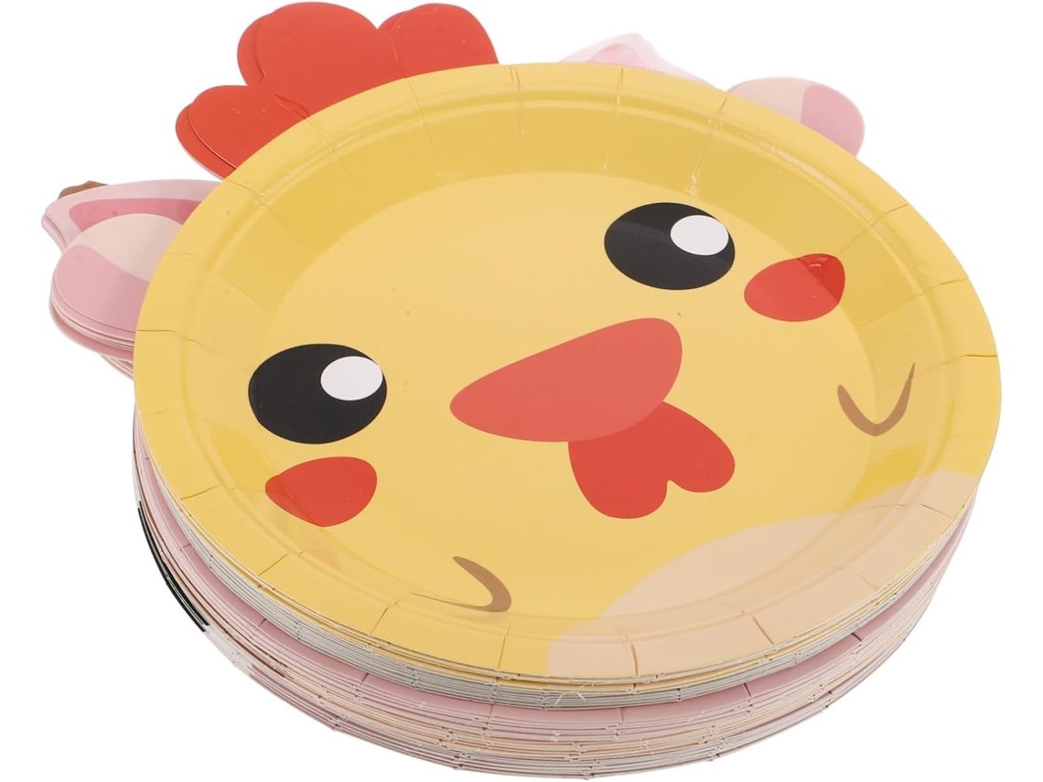 De 50 Platos Desechables con Animales de Granja, En Papel Grueso de 18 Cm, 7 Pulgadas Chaberlu