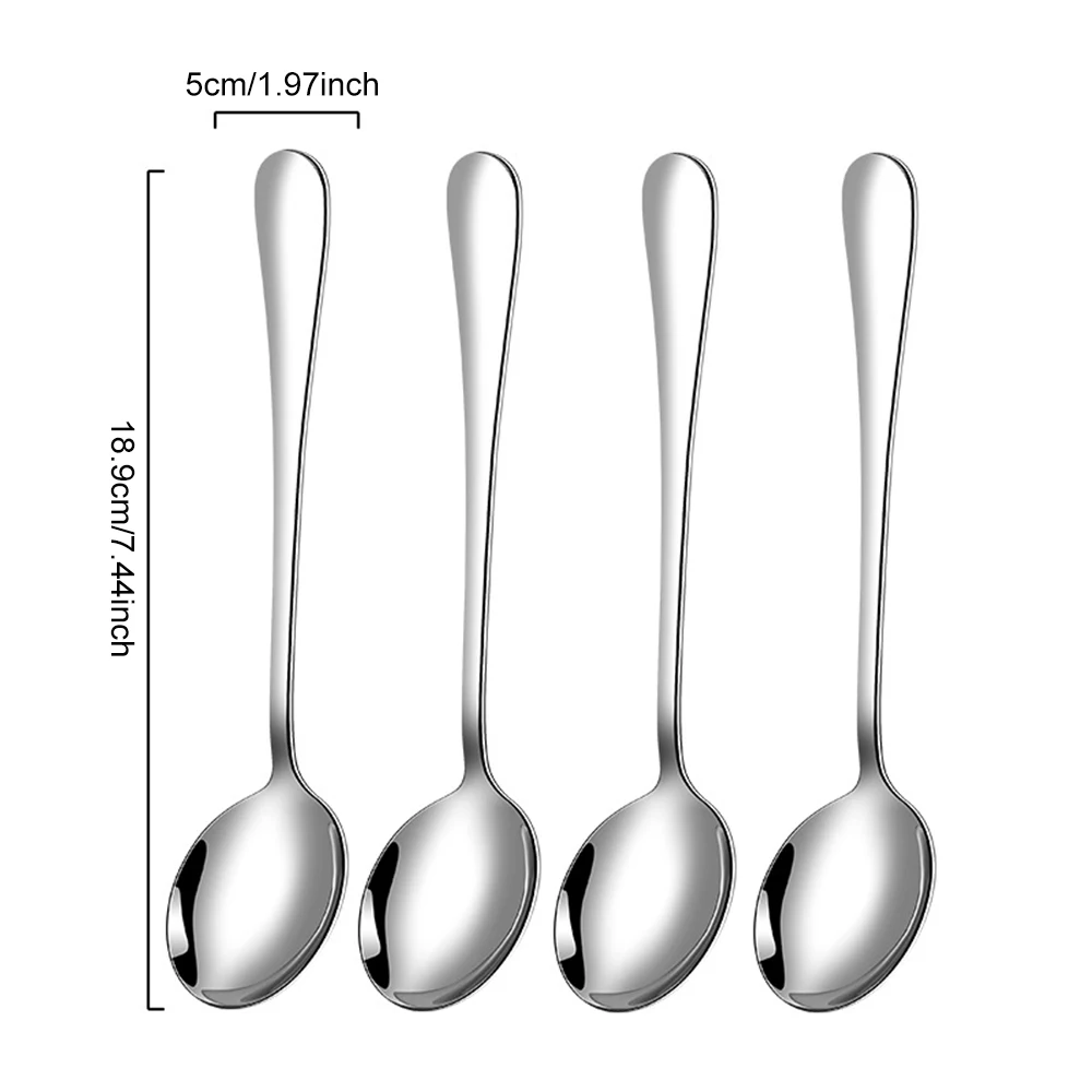 (18,9 Cm, 4 Piezas) Cucharas De Acero Inoxidable, Duraderas Y Aptas Para Lavavajillas.