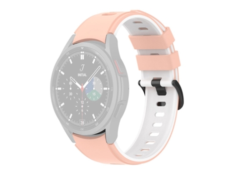 Correa de Silicona bicolor para Samsung Galaxy Watch 5 40mm/44mm/Watch 5 Pro 45mm/Watch4 40mm/44mm/Watch4 Classic 42mm/46mm/Watch3 41mm - rosa/blanco