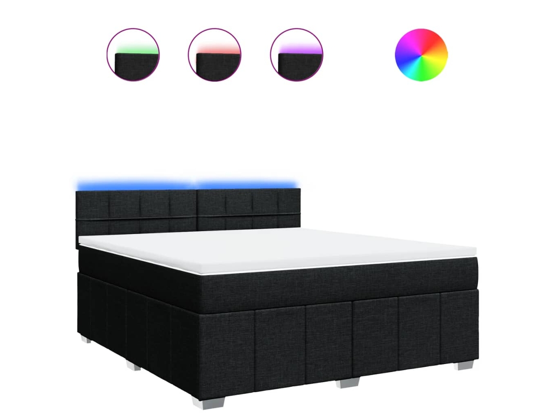 Maison Exclusive - Cama Box Spring Con Colchón Tela Negro 180x200 Cm