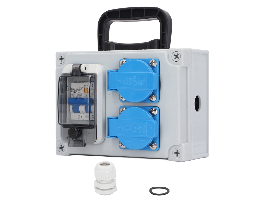 2026velora-caja De Contactos De Pared Con Rcbo Rcd 2 Tomacorrientes Eu 250v 16a Y Disyuntor 1p+n 40a 230v