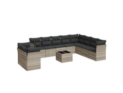 Maison Exclusive - Set De Sofás De Jardín 11 Pzas Y Cojines Ratán Sintético Gris