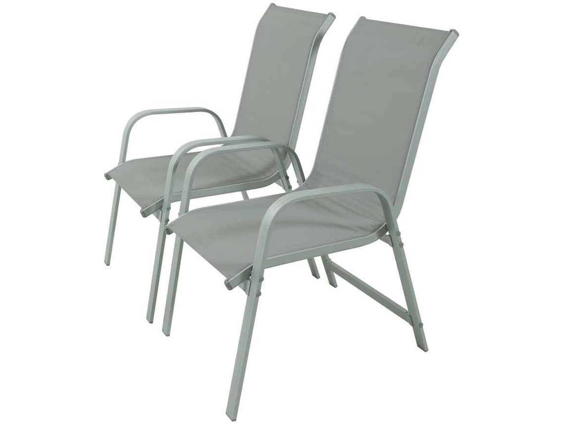 Conjunto 2 Sillas de Jardín HABITAT ET JARDIN Porto (Gris Claro - 75.5x55.5x99 cm)