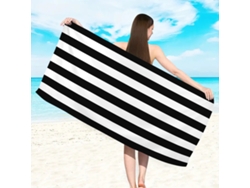 Toalla de playa de microfibra a rayas Yuysan, de alta absorción y secado rápido, 150 x 75 cm, modelo ST1457, color negro.