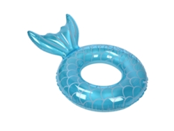 Anillo de natación inflable azul con forma de cola de pez para adultos