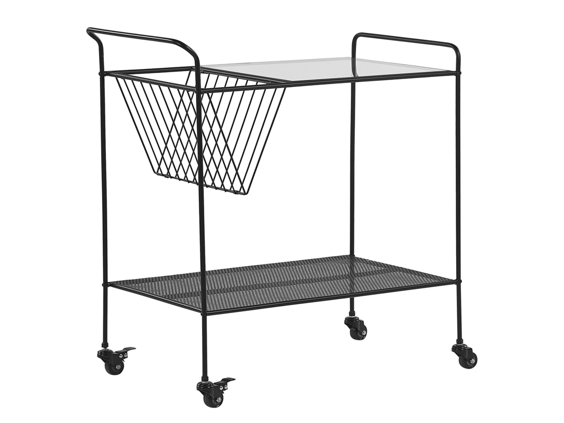 Carrito de cocina BELIANI Alamo de Metal, Vidrio templado Negro 70x40x70