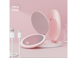 Espejo De Maquillaje Compacto Con Luz Led Y Calentador Recargable, Perfecto Para El Uso Diario.
