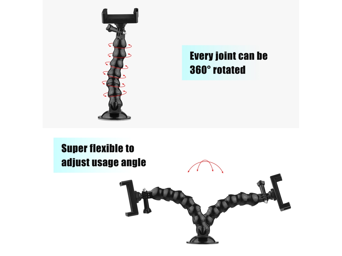 Soporte universal con ventosa para cámara, teléfono, iPhone, GoPro y GPS de coche.