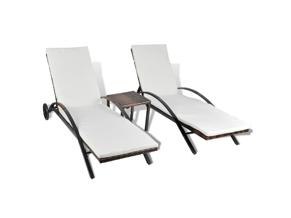 Tumbona Sillas Loungers S con Mesa Vime Pe Castaño